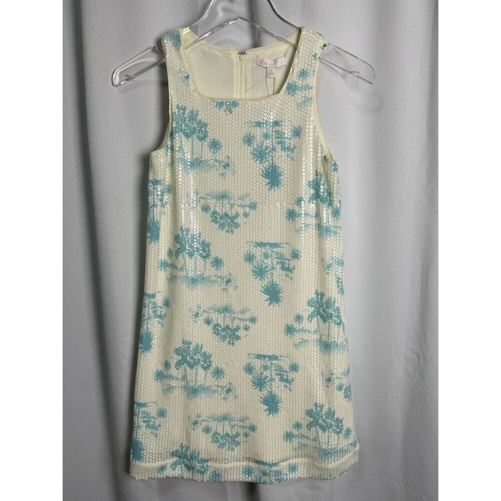 GB Girls x DANNIJO Big Girls 7-16 Palm Tree Printed Sequin Shift Dress Sz 12 New